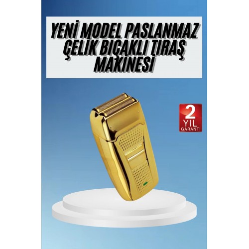 Sakal Kesme Tıraş Makinesi Paslanmaz Çelik Gold Şarjlı