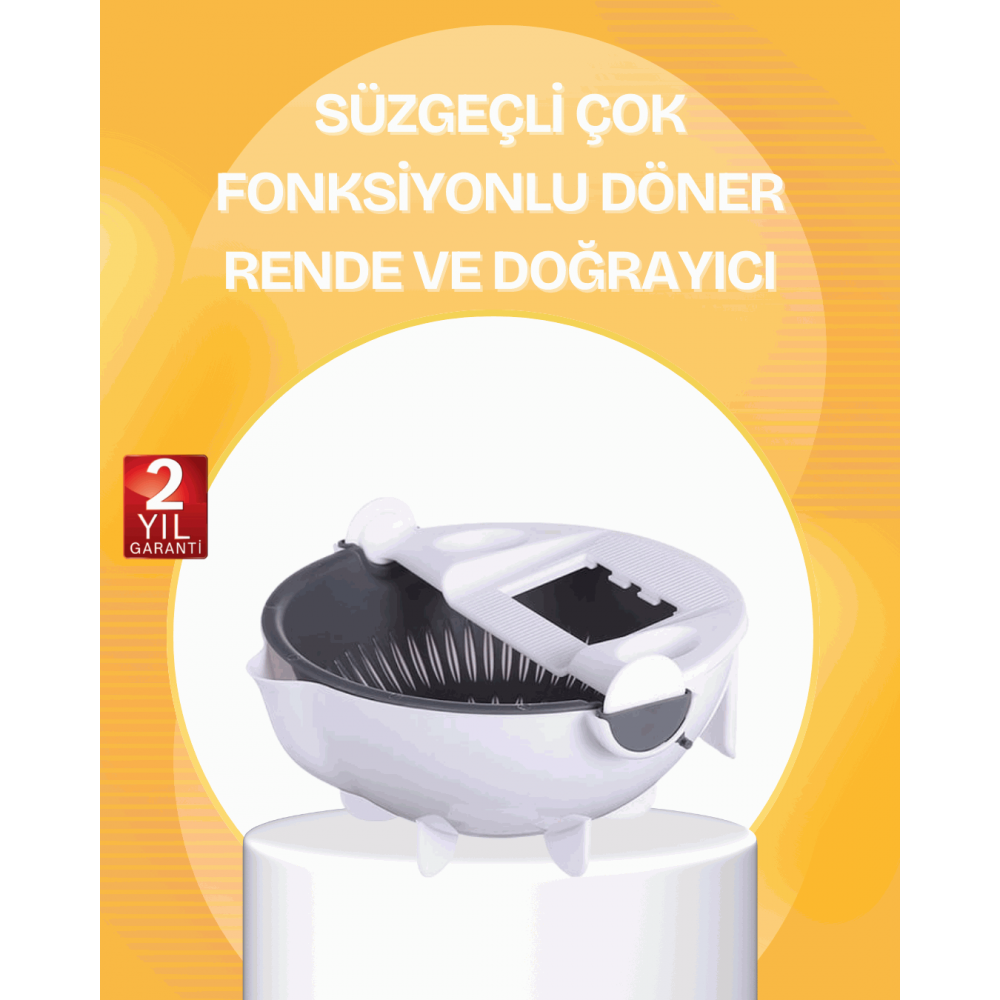 5 Fonksiyonlu Döner Süzgeçli Rende ve Dilimleyici Aparat