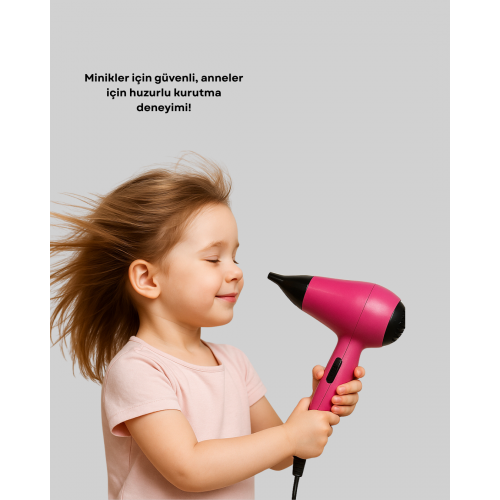 Çocuklara Özel Mini Fön Makinesi – 500/1000W Güç – Düşük Gürültü Çocuklara Özel Mini Fön Makinesi – 500/1000W Güç – Düşük Gürültü