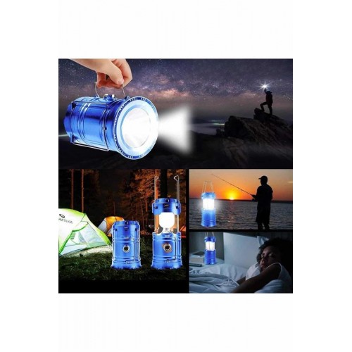 Solar Şarjlı Kamp Lambası Güneş Enerjili Kızaklı Kamp Feneri Çadır Feneri Led Işıldak