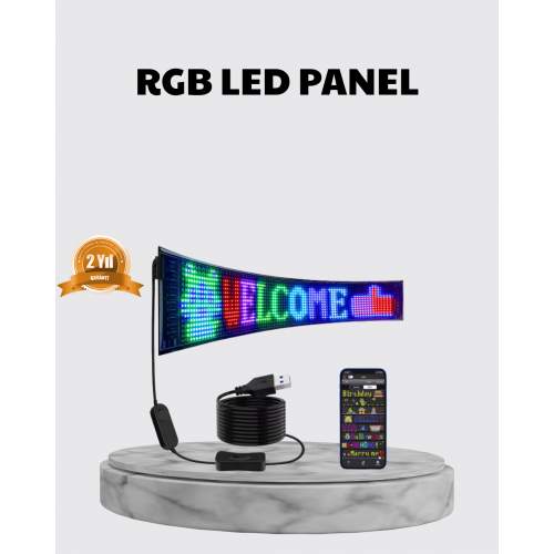 RGB LED Panel – Çok Renkli Kumandalı USB Bağlantılı Yazı ve GIF Gösterimli Akıllı Lamba