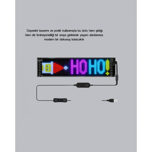 RGB LED Panel – Çok Renkli Kumandalı USB Bağlantılı Yazı ve GIF Gösterimli Akıllı Lamba