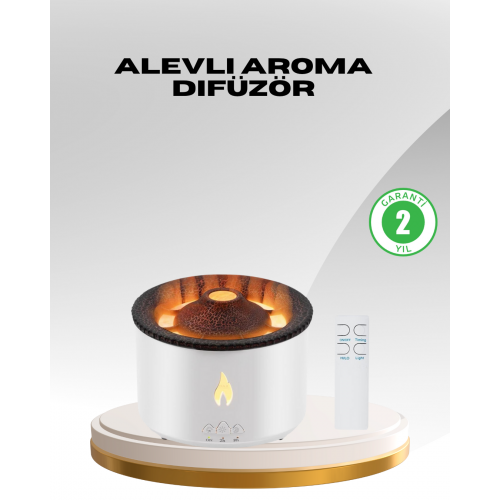Alev Efektli Aromaterapi Difüzörü – 360 ml Su Hazneli Sessiz ve Zaman Ayarlı