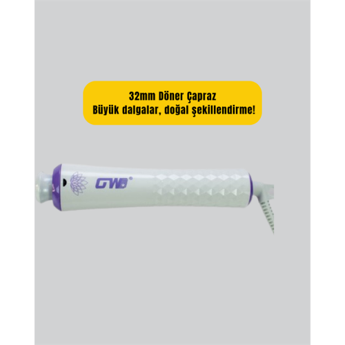 GW 32mm Döner Başlıklı Saç Kıvırma Makinesi – Her An Her Yerde Profesyonel Şekillendirme GW 32mm Döner Başlıklı Saç Kıvırma Makinesi – Her An Her Yerde Profesyonel Şekillendirme