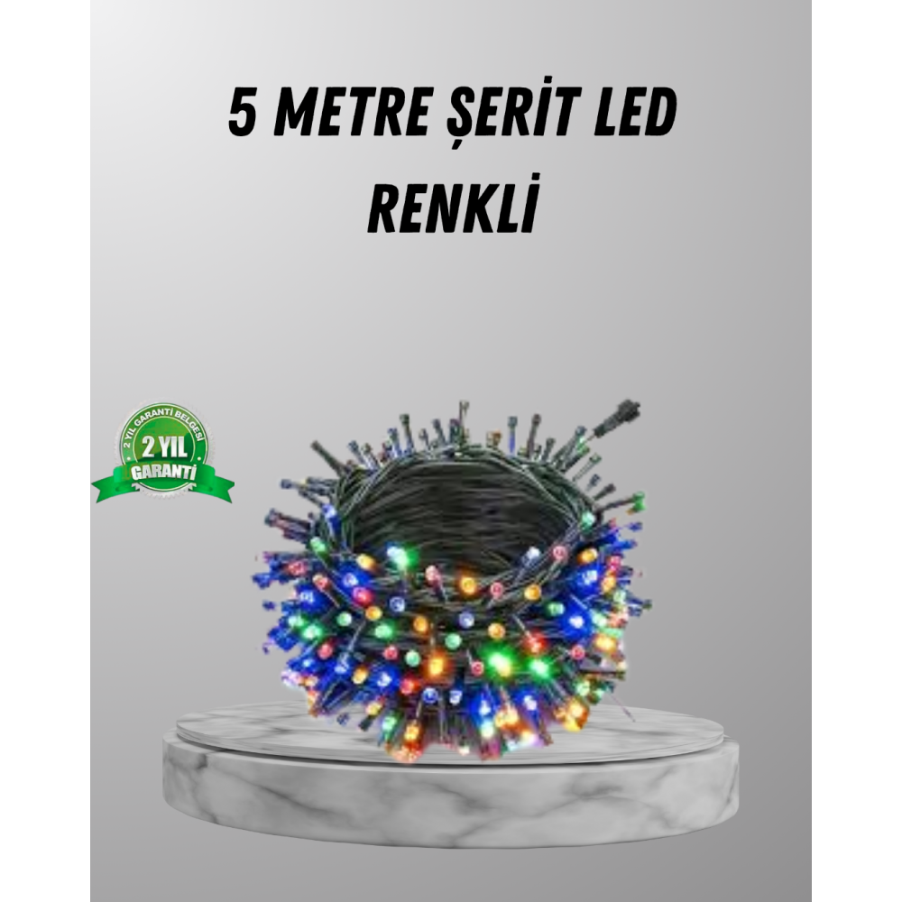 Siyah Kablolu LED Dekor Işık – 50 Ampullü 8 Farklı Işık Modu Suya Dayanıklı Tasarım