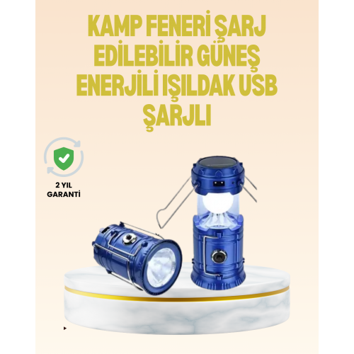 Katlanabilir USB Çıkışlı Kamp Feneri – Şarj Edilebilir Dayanıklı ve Çok Fonksiyonlu