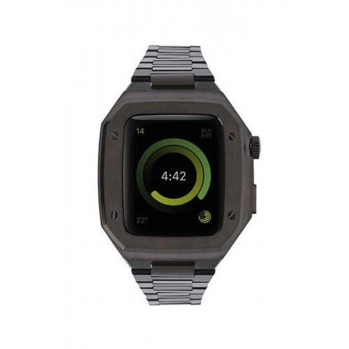 Apple Watch 44mm Metal Petek Kasalı Kordon - Siyah-(5796)