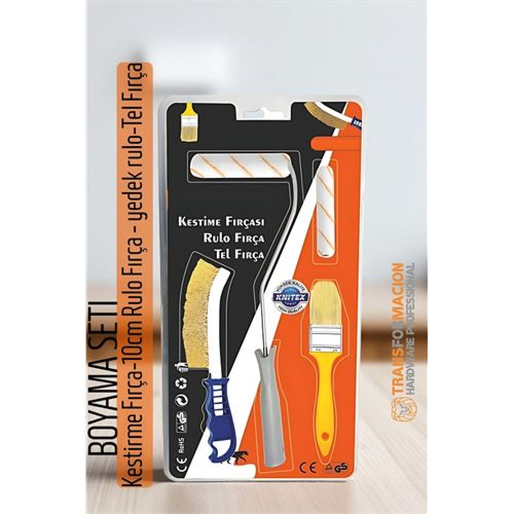 HSNET Boyama Seti - Kestirme Fırça -10cm Rulo Fırça - yedek rulo- Tel Fırça