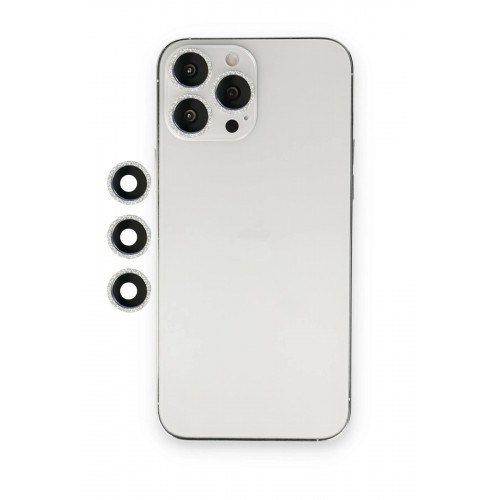 iPhone 12 Pro Shine Kamera Lens - Gümüş-(5796)