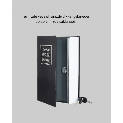Anahtarlı Gizli Kitap Kasa – Metal İç Yapı Kamuflajlı Sözlük Tasarım