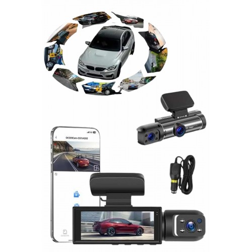 Video ve Fotoğraf Kaydedici Sürüş Kamerası Ön ve Arka Çift Kameralı Video ve Fotoğraf Kaydedici Sürüş Kamerası Ön ve Arka Çift Kameralı