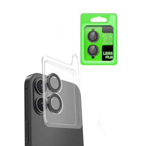 iPhone 16 Raze Metal Kamera Lens - Siyah-(5796)