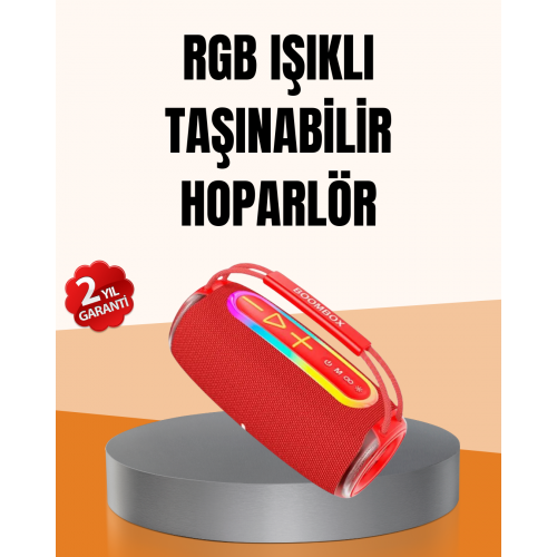 IPX6 Su Geçirmez RGB LED Işıklı Taşınabilir Bluetooth Hoparlör 2400 mAh