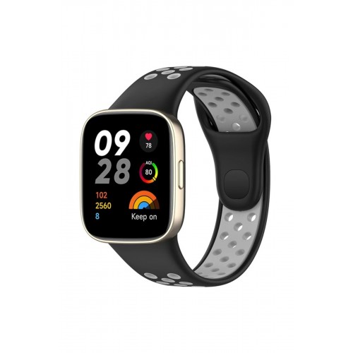 Xiaomi Redmi Watch 3 Spor Delikli Kordon - Siyah-Gri-(5796)