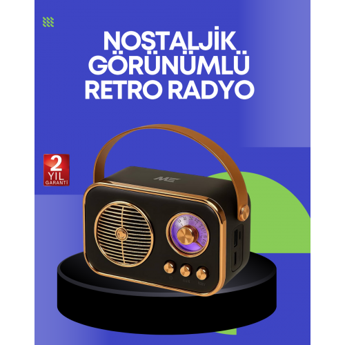 Klasik Retro Radyo – Bluetooth Destekli FM Özellikli Şarjlı Hoparlör