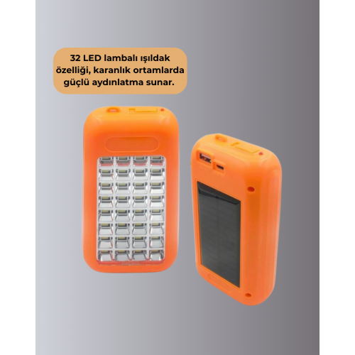 Gold Silver GS-875 Güneş Enerjili Powerbank ve 32 LED Işıldak Gold Silver GS-875 Güneş Enerjili Powerbank ve 32 LED Işıldak