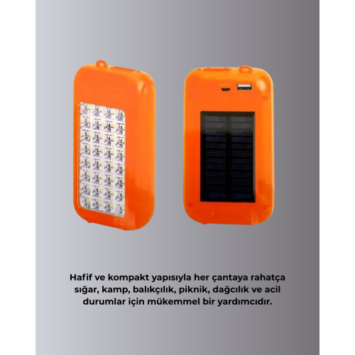 Gold Silver GS-875 Güneş Enerjili Powerbank ve 32 LED Işıldak Gold Silver GS-875 Güneş Enerjili Powerbank ve 32 LED Işıldak