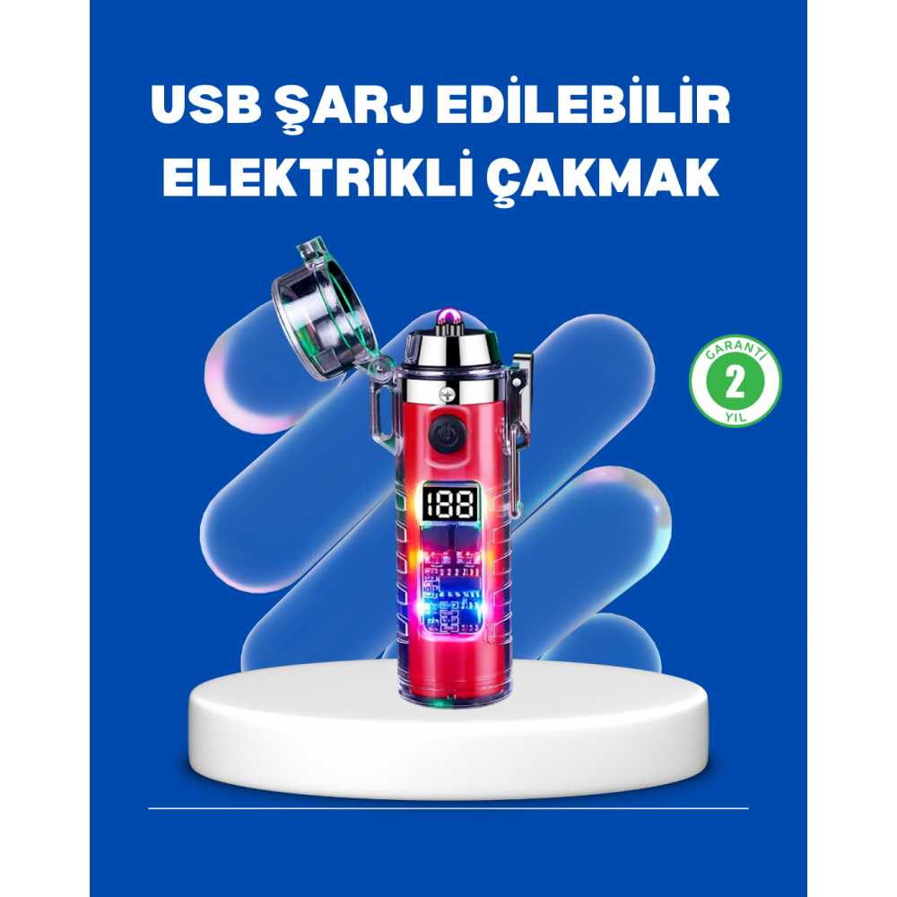 Çok Fonksiyonlu Şarjlı LED Fenerli USB Çakmak