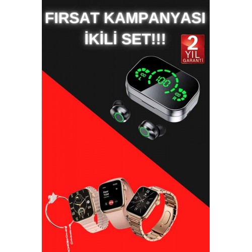 Yeni Nesil Kaliteli Akıllı Saat ve Kablosuz Bluetooth Kulaklık  Yüksek Ses Kaliteli