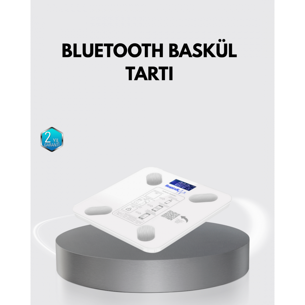 Bluetooth Akıllı Tartı – 8 Fonksiyonlu Dijital Baskül 180 kg Kapasiteli
