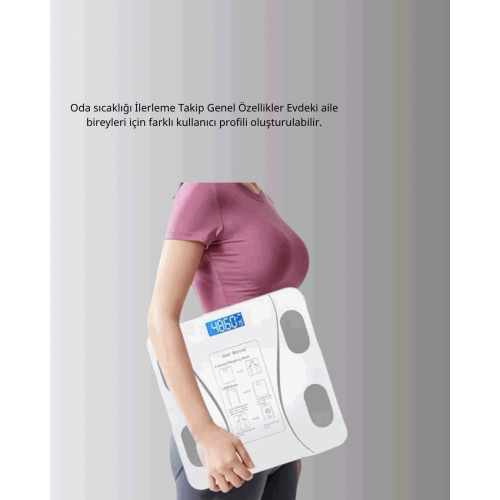 Bluetooth Akıllı Tartı – 8 Fonksiyonlu Dijital Baskül 180 kg Kapasiteli