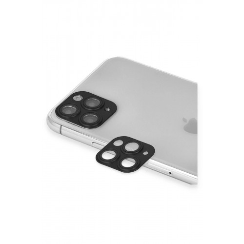 iPhone 11 Pro Max Pers Alüminyum Kamera Lens - Siyah-(5796)
