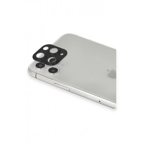 iPhone 11 Pro Max Pers Alüminyum Kamera Lens - Siyah-(5796)