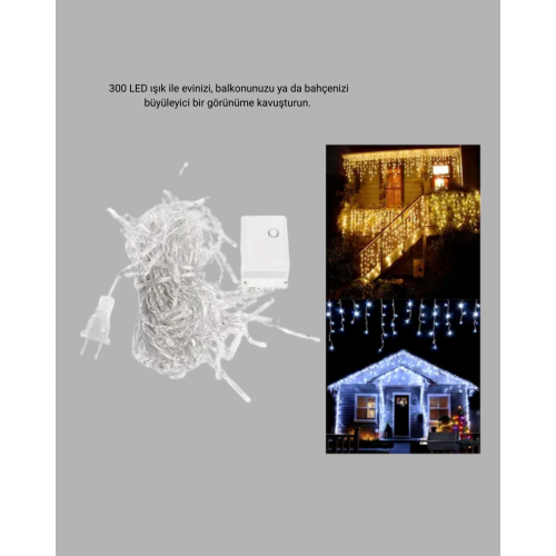 300 LED Perde Işık – Sıcak Beyaz Dekoratif Aydınlatma