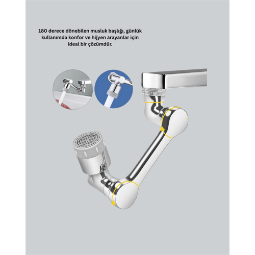 Lavabo ve Mutfaklar İçin 1080 Derece Döner Musluk Başlığı – Pirinç Gövdeli Lavabo ve Mutfaklar İçin 1080 Derece Döner Musluk Başlığı – Pirinç Gövdeli
