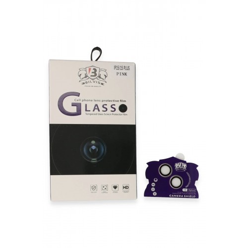 iPhone 15 Bilvis Titan Kamera Lens - Pembe-(5796)