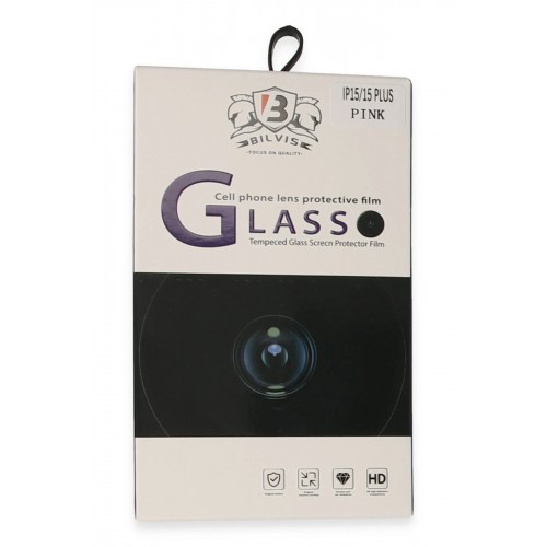 iPhone 15 Bilvis Titan Kamera Lens - Pembe-(5796)