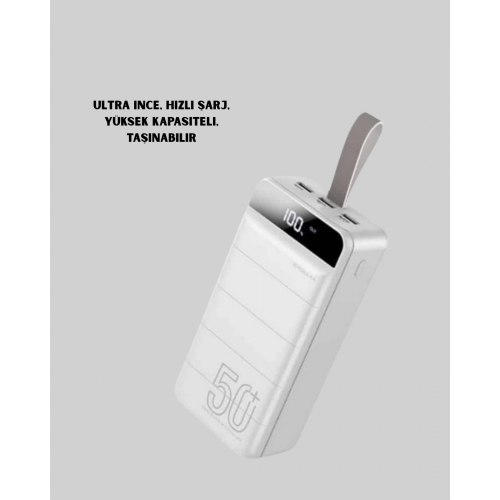 4 Cihazı Aynı Anda Şarj Edebilen Güçlü Powerbank 50000 mAh