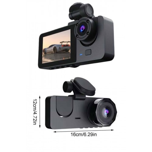 Gece Görüşlü DVR 3 Lensli Araç İçi Sürüş Kamerası Video Kaydedici