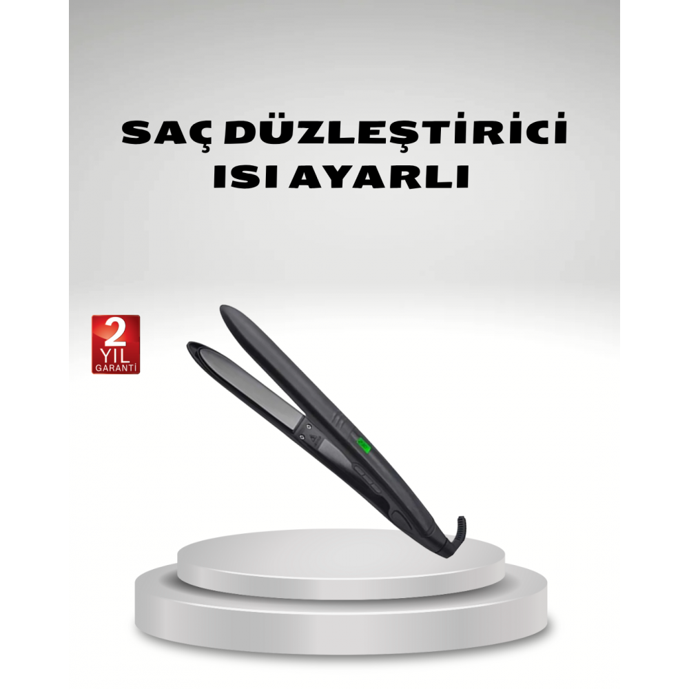 Isı Ayarlı Saç Düzleştirici Titanyum Seramik Plaka Dijital Ekran