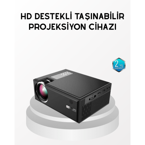 Full HD 1080p Projeksiyon Cihazı Taşınabilir LED Teknolojili ve HDMI Uyumlu