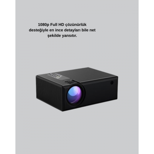 Full HD 1080p Projeksiyon Cihazı Taşınabilir LED Teknolojili ve HDMI Uyumlu