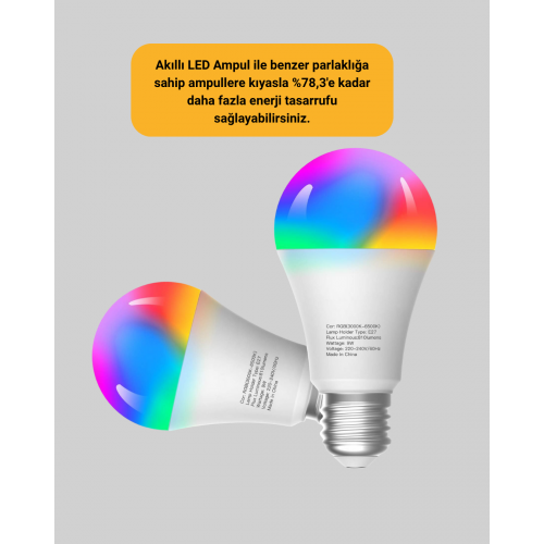 Uzaktan Kumandalı Akıllı LED Ampul Enerji Tasarruflu