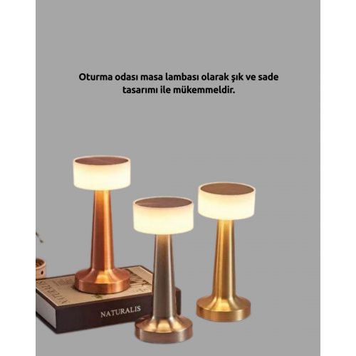 Kablosuz Dokunmatik Masa Lambası – Şık Modern Metal Gövde USB Şarjlı