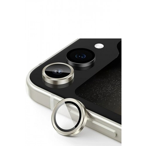 Samsung Galaxy Z Flip 5 Valdez Metal Kamera Lens - Krem-(5796)