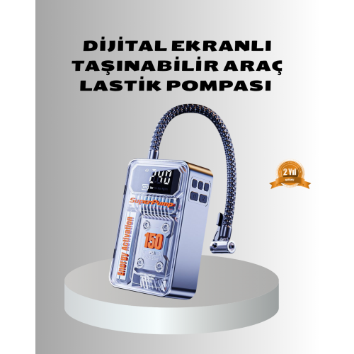 Şarjlı Kablosuz Hava Pompası – 150 PSI Basınç LED Ekran ve 6000mAh Batarya