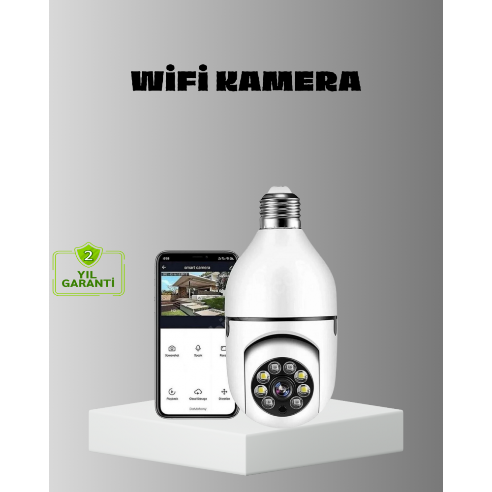 Akıllı Duy Kamera Gece Görüşlü ve Hareket Algılama Sensörlü