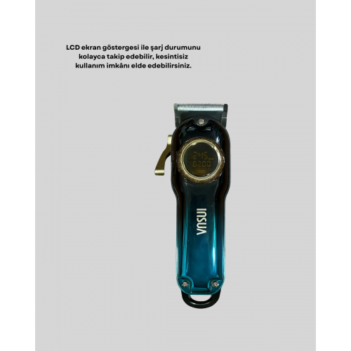 Profesyonel Saç Kesme Makinesi – 2000 mAh Şarjlı LCD Ekranlı