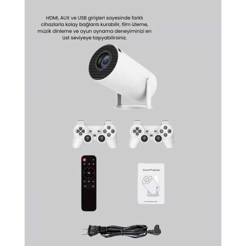 Projeksiyon Cihazı 4K Destekli Kablosuz Bağlantılı Bluetooth 5.0 Projeksiyon Cihazı 4K Destekli Kablosuz Bağlantılı Bluetooth 5.0