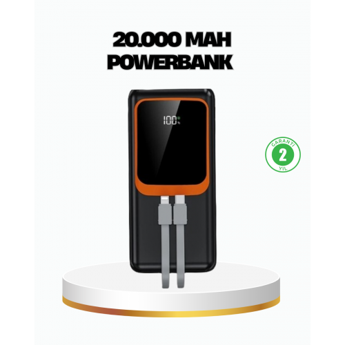 Powerbank 20000 mAh 22.5W Hızlı Şarjlı ve Kompakt Çoklu Kablo Çıkışlı