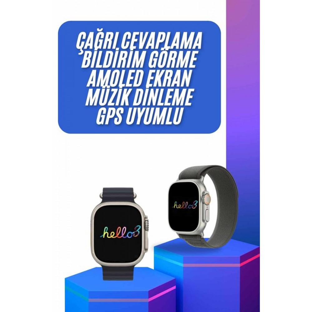 Yeni Nesil 3 Kordonlu Kol Saati 49 MM Amoled Ekran Akıllı Saat