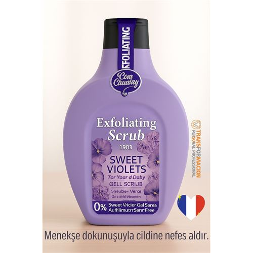 HSNET Sweet Violets Vücut Peelingi 500 ml - Peeling Jel – 1903 Serisi 0% Sülfat Vücut Scrubı