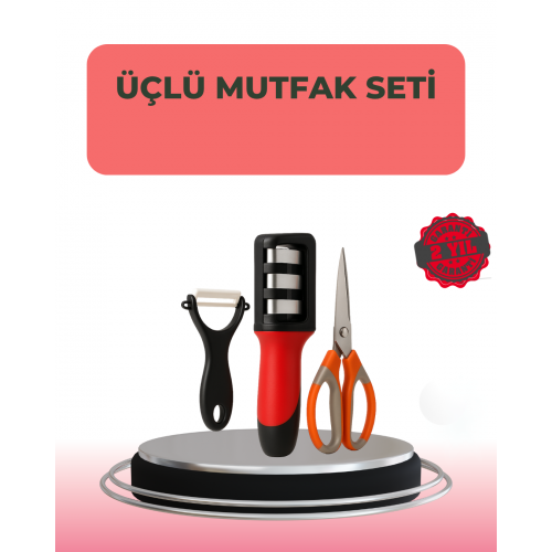 3 Parçalı Çok Fonksiyonlu Mutfak Makas Seti – Paslanmaz Çelik Ergonomik Tasarım