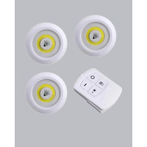 Uzaktan Kumanda İle Kontrol Edilebilen Yapışkanlı 3 Lü Kablosuz Led Spot Lamba