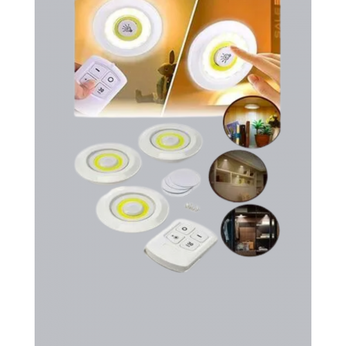Uzaktan Kumanda İle Kontrol Edilebilen Yapışkanlı 3 Lü Kablosuz Led Spot Lamba