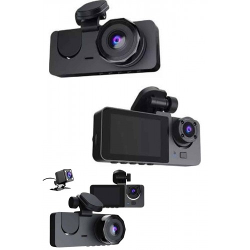 Yol Kayıt Araç Kamerası HD DVR 3 Kameralı 2.0in Ekranlı Ön İç Arka